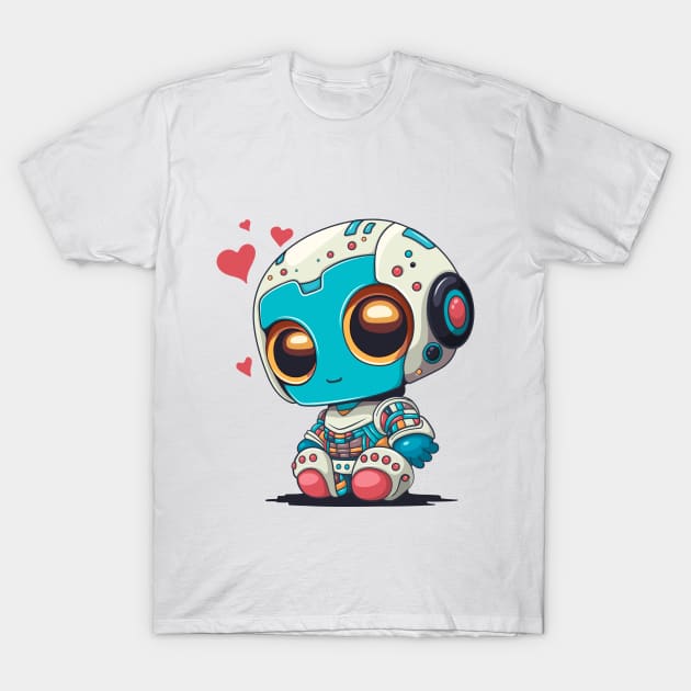 Cartoon robot in love. T-Shirt by AndreKENO